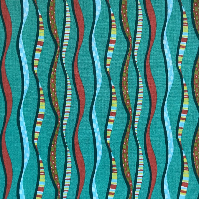Coupon imprimé Lignes vagues colorées sur fond bleu