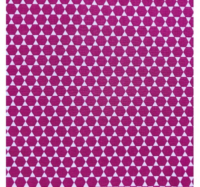 Coupon imprimé hexagones fuchsia sur fond blanc