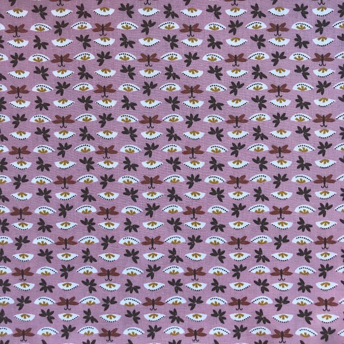 Coupon imprimé Petites libellules rouge sur fond rose