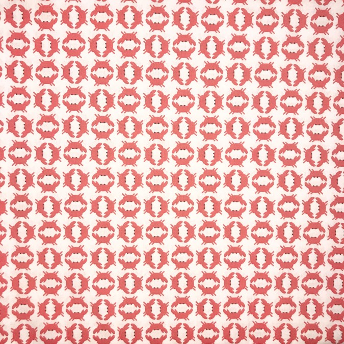 Coupon imprimé petits crabes rouges sur fond blanc