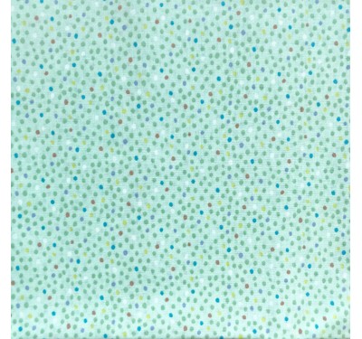 Coupon imprimé petits pois multi couleurs sur fond bleu vert clair