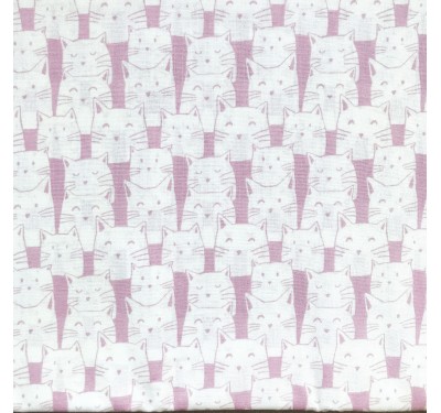 Coupon imprimé petites têtes de chat blanc sur fond violet clair