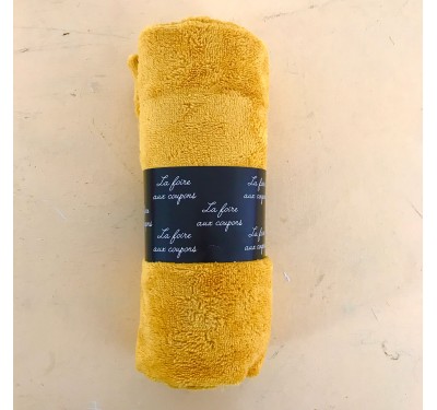 Coupon microfibre de bambou uni jaune soleil