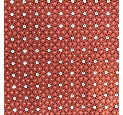 Coupon imprimé petites fleurs géométrique blanches sur fond rouge