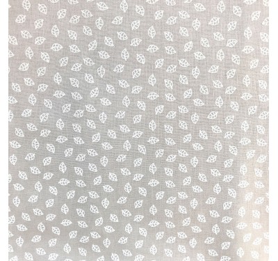 Coupon imprimé petites feuilles blanches sur fond gris clair