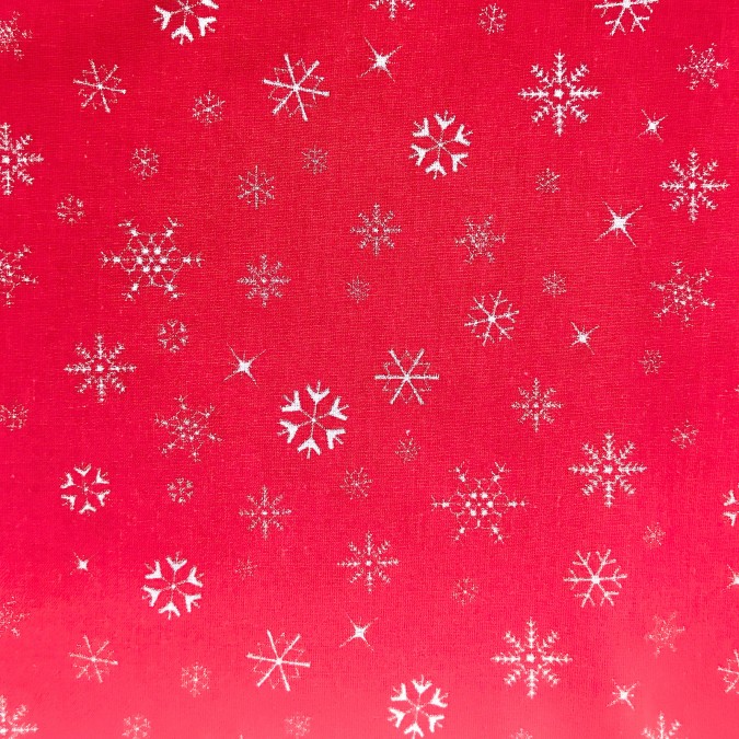 Coupon imprimé étoiles de Noel blanc sur fond rouge