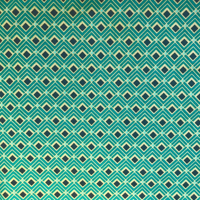 Coupon imprimé motif géométrique losange bleu sur and vert