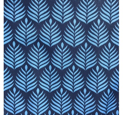 Coupon imprimé feuilles géométriques bleu clair sur fond marine