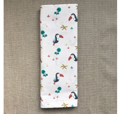 Coupon imprimé petits toucans sur fond gris