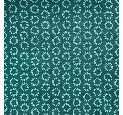 Coupon imprimé fleurs géométriques vertes clair sur fond vert foncé