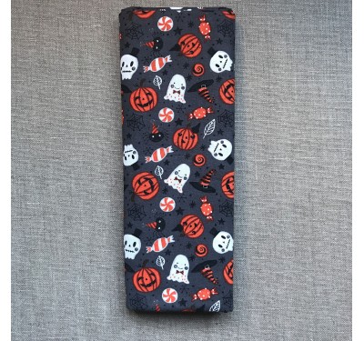 Coupon imprimé Halloween orange et blanc sur fond anthracite