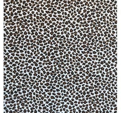 Coupon imprimé motif léopard marron sur fond blanc